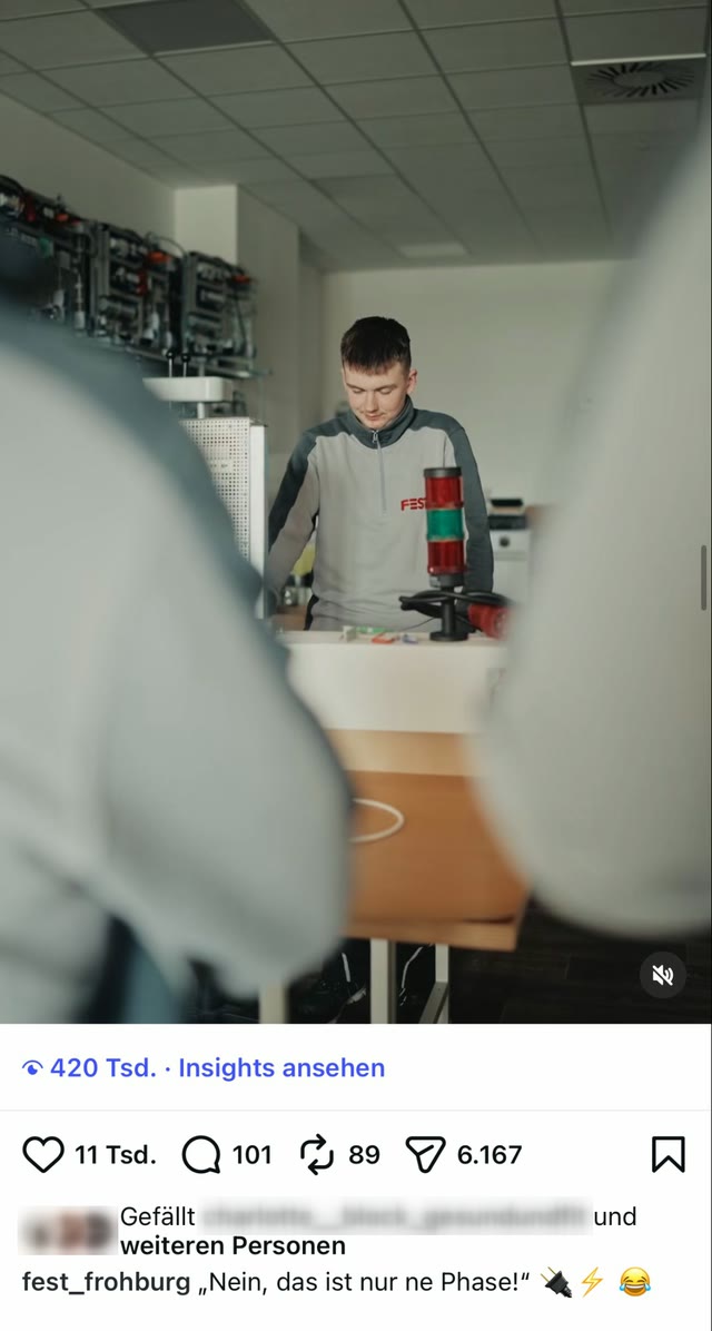 Instagram-Screenshot des Reels „Nein, das ist nur ne Phase!“ von fest_frohburg: 420.000 Aufrufe, 11.000 Likes, 101 Kommentare, 89 Reposts, 6.167 Mal geteilt